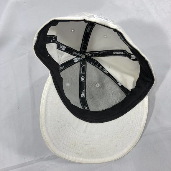 Tampa Bay Rays MLB New Era 59fifty 5950 Cap Fitted 7 1/2 Whiteout DISCOLORED Hat - Picture 10 of 12